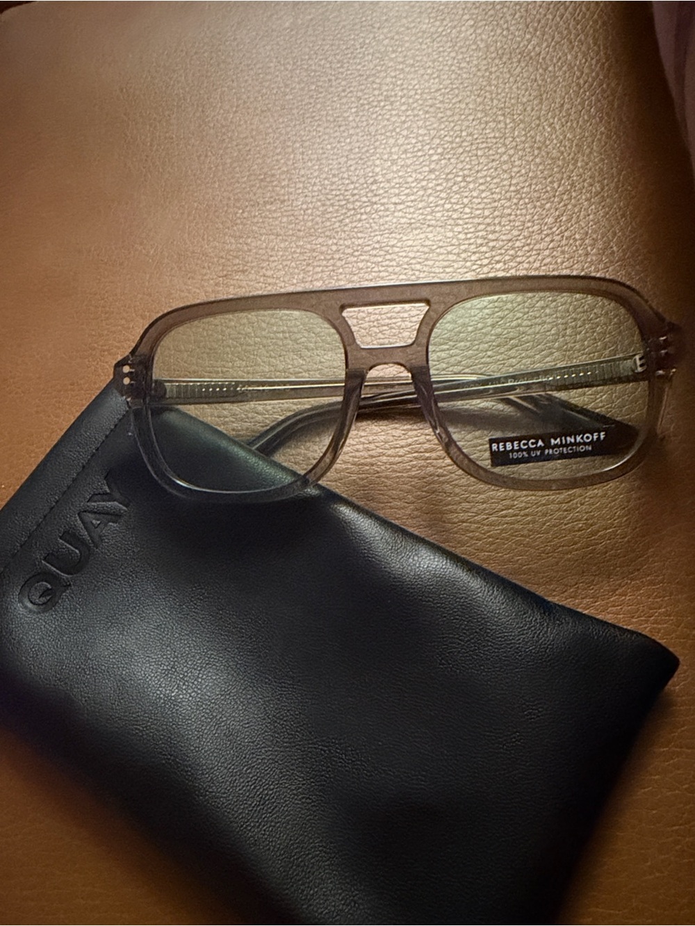Rebecca Minkoff Men's Brown Aviator Sunglasses with Black Case